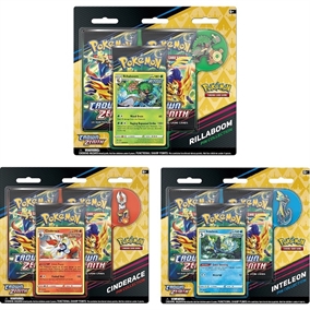 Alle 3 - Pokemon Crown Zenith - Pin Collection Blister - Cinderace/Inteleon/Rillaboom